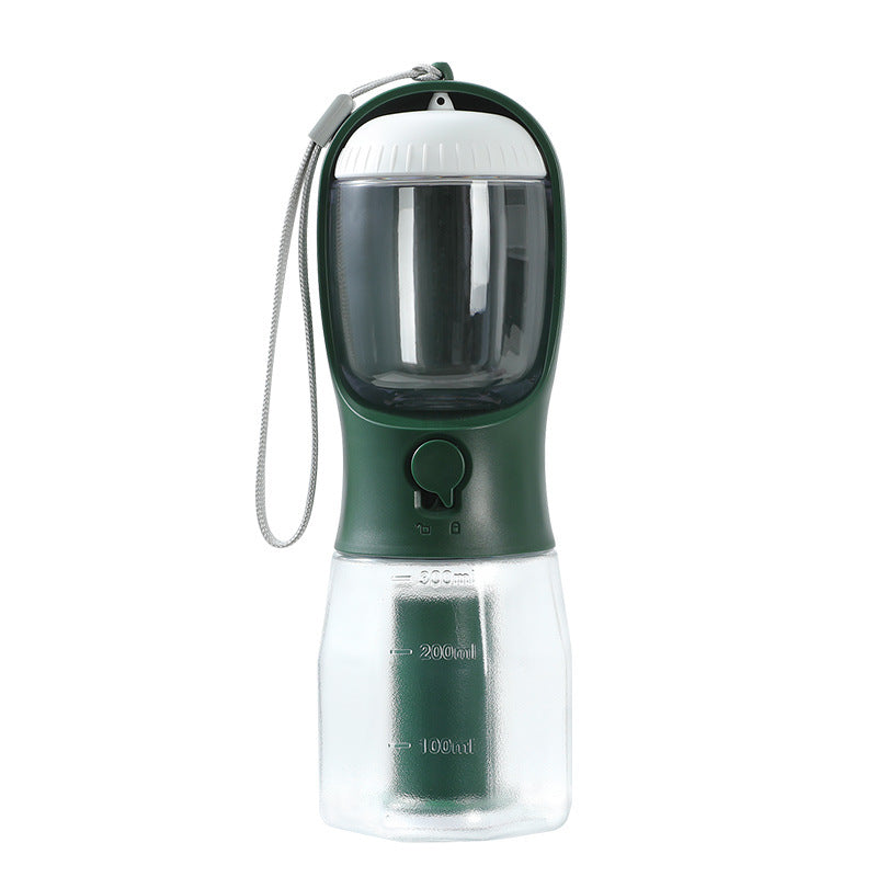 3-in-1 Portable Pet Travel Bottle – Water, Food & Waste Bag Dispenser