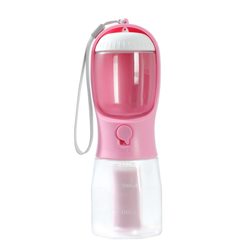 3-in-1 Portable Pet Travel Bottle – Water, Food & Waste Bag Dispenser