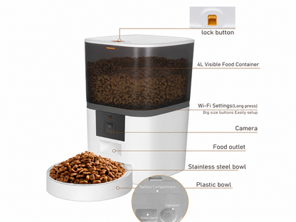 Smart Pet Feeder with Camera — colorways, white and black