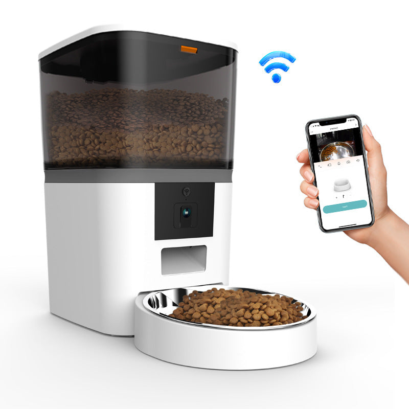 Smart feeder food storage compartment open