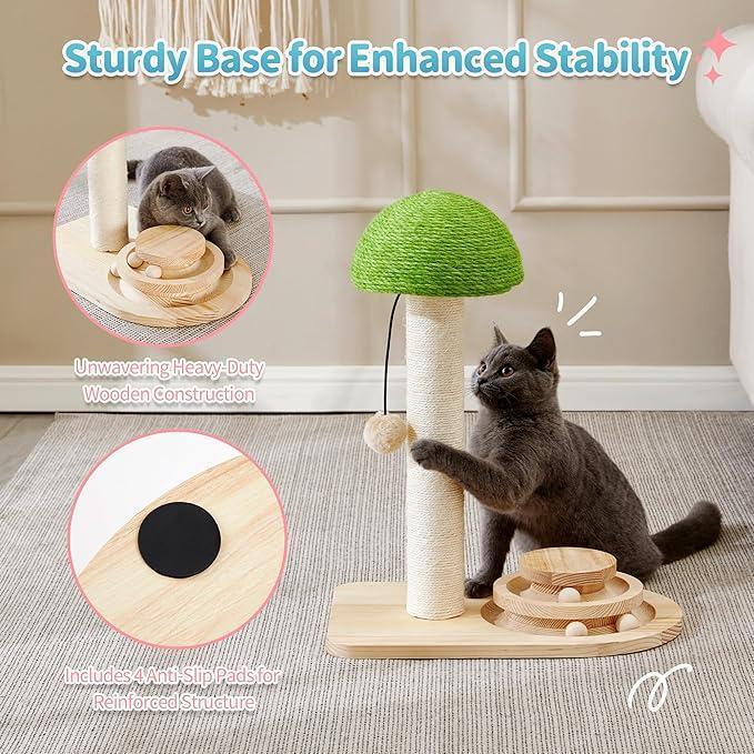 Mushroom cat scratcher solid wood sturdy base