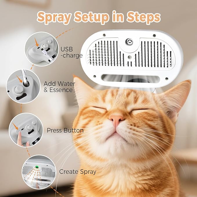 Self-cleaning button on pet grooming brush