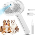 3-in-1 pet steam grooming brush - white