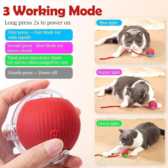 Interactive Self-Rolling Cat Toy Ball with Bird Sounds & Auto Sleep Mode