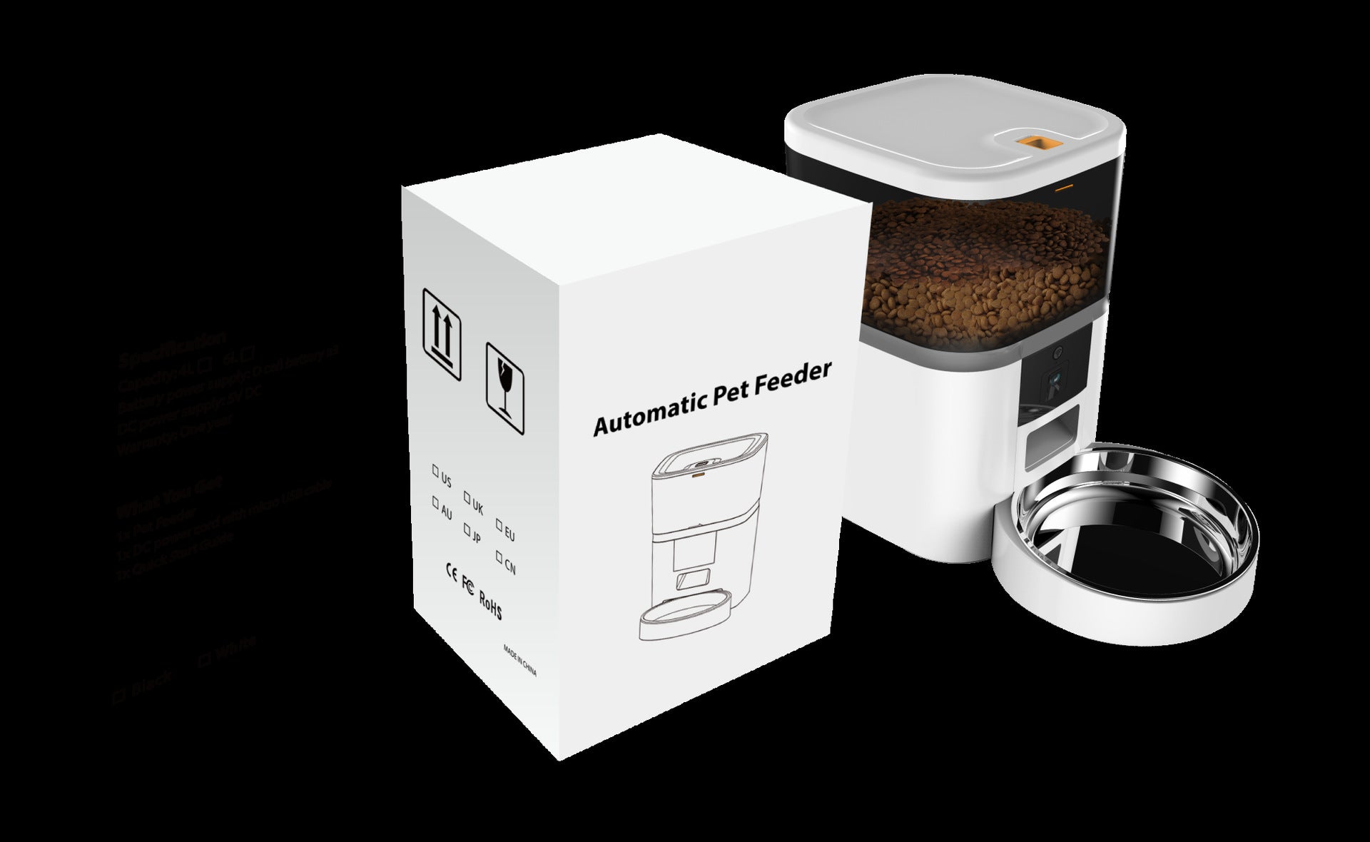 Automatic pet feeder dimensions and size guide