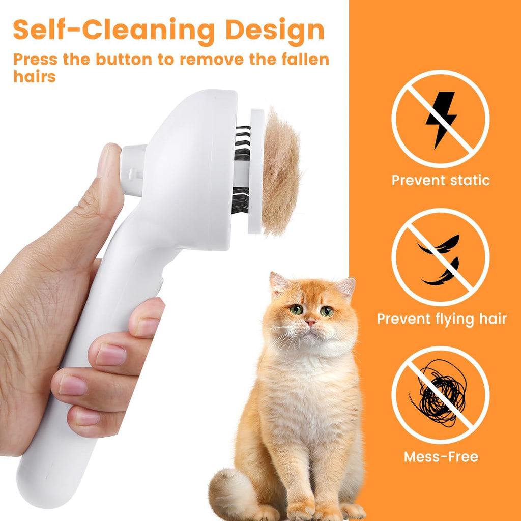 Dog grooming with mist spray brush