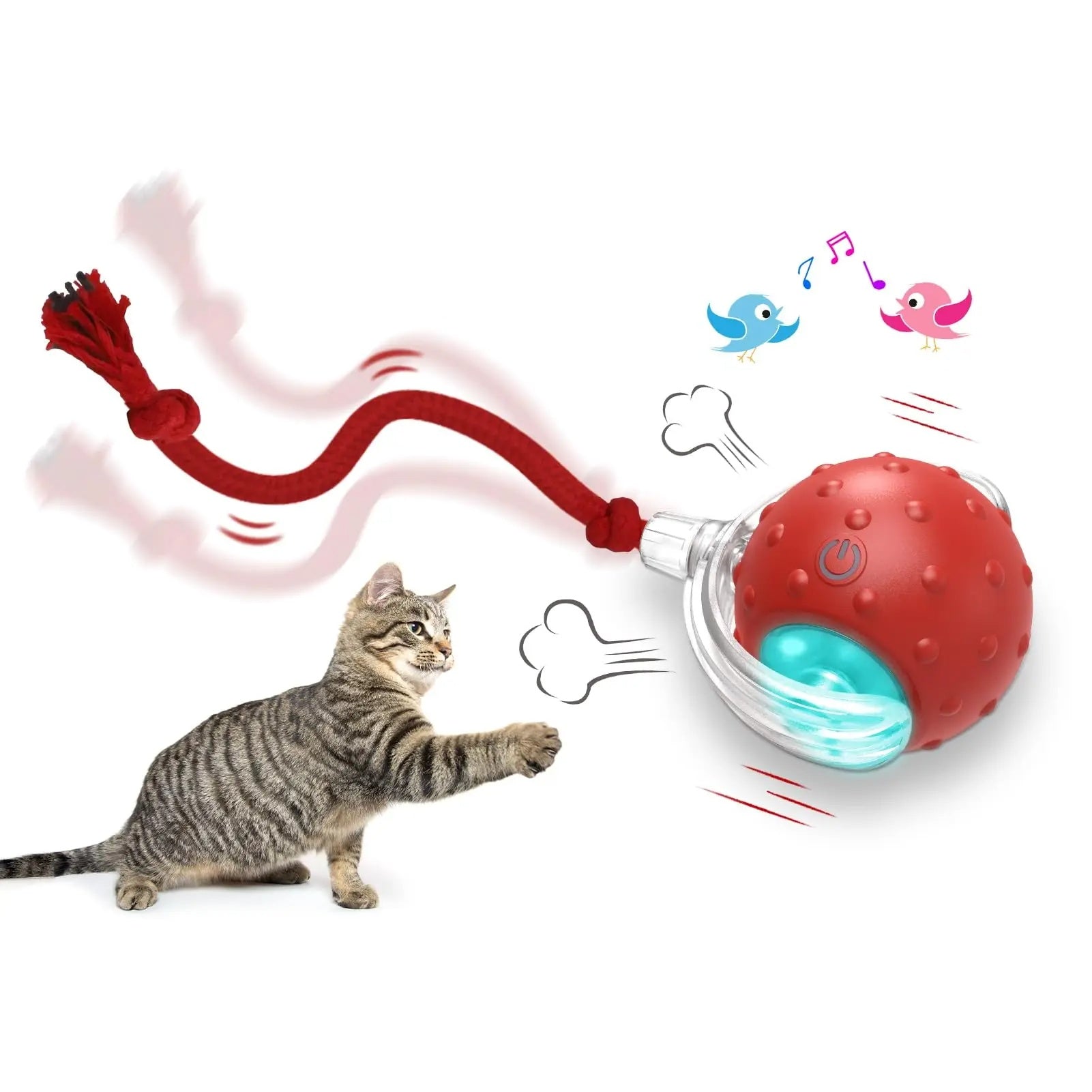 Interactive self-rolling cat toy ball - blue